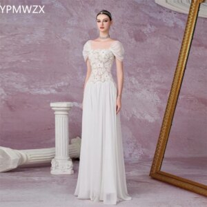 Customized YPMWZX Square Collar A-line Floor length Skirts Draped Layered Tulle Print Bespoke Occasion Dresses