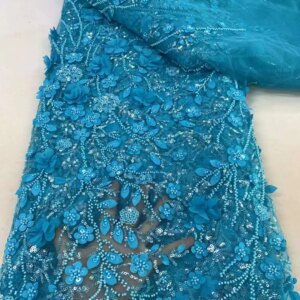 Nigerian African Lace Fabric 2024 High Quality Hamdmade Beads Bridal Lace Fabric Luxury Sequin Beaded Embroidery For Wedding