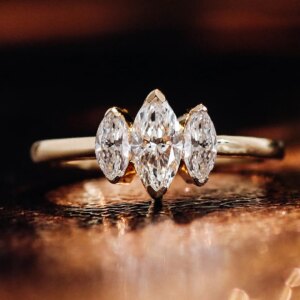 Provence 10K/14K yellow gold marquist rings DEF/VS lab diamond engagement trilogy ring for women custom classic Anniversary gift