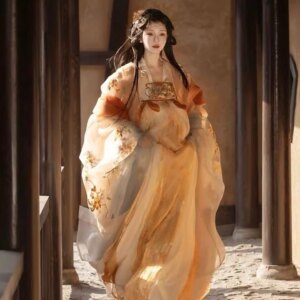 Hanfu Women Chinese Traditional Cosplay Costume Ancien Dynasty Hanfus Embroidery Peach Blossom Large Display Flowering