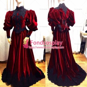 fondcosplay Red velvet ball Outfit Medieval gown gown gothic evening Party dress cosplay costume CD/TV [G3849]