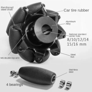 4pcs/lot 300KG Load 4-Inch Carbon Steel Mecanum Omni Wheel 81012141516mm Motor Coupling Intelligent Car Robot Chassis