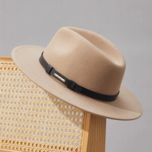 Autumn/Winter top hat Flat brim wide for men Europe classic big circumference show face small belt