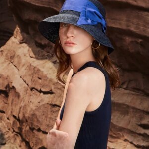 Elegant intellectual wind big brim visor women vacation block hat