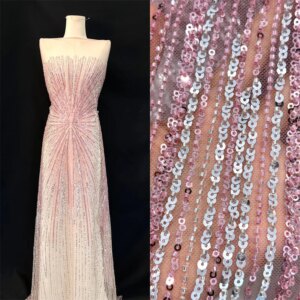 African Sequins Beaded Groom Lace Fabric High Quality French Tulle Lace Fabric 2025 Embroidery Nigerian Lace Fabrics For Dress