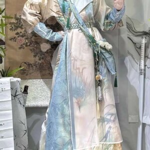 New Carnival Halloween Cos Cosplay Han Elements Cross Collar Shirt Improve Guofeng Youthful Feeling Round Neck Robe Suit