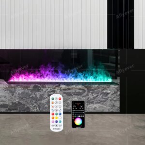 Decorative Indoor 3D Mist Fireplace Automatic Water Addition Multicolor LED Flame APP Steam Fireplace Living Room Humidifier