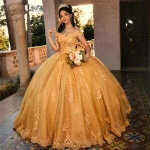Yellow Women Prom Dresses Sexy Deep V-Neck Sleeveless A-Line Princess Ball Gown Quinceanera Dress Floor-Length Evening Dress