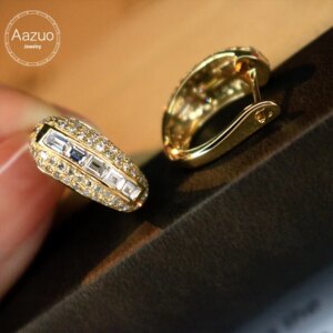 Aazuo LuxuryJewelry 18K Orignal Yellow Gold Natrual Diamonds 1.2ct Birthday Giftidears Hook Earrings For Women Senior Banquet