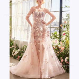 Graceful Appliques Strapelss Prom Dresses 2025 For Women Sleeveless Floor Length Mermaid Dress Formal Dinner Party Prom Gown