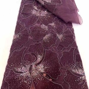 Luxurious Nigerian African Beaded Lace Fabric High Quality Sequins Embroidery African French Lace Fabric For Sewing Dress