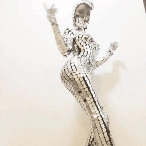 Hand Sewn Party Show Elastic Glasses Jumpsuit Mirror Costume Eyeglass Costume Cosplay Mechanical Dance Mirror Reflective Costume