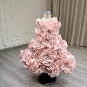 Children’s Birthday Dress Pink Performance Hostess Gown Little Girl’s Special Occasion Outfit