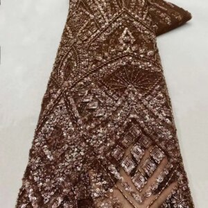 Wholesale Luxurious High -End French Beaded Lace Fabric 2024 Latest African Sequins Lace Fabric For Wedding Dress Sewing
