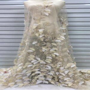 2024 African Nigerian French High Quality Hot Sale 3D Flower Lace Fabric With Beads Sequins Bride Party Wedding Embroiderg Dress