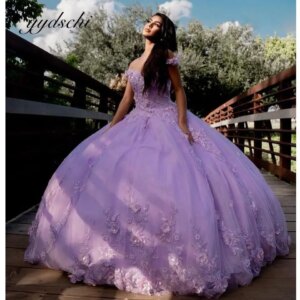 Customized 2025 Flowers Crystal Quinceanera Dress Ball Gown Off The Shoulder Appliques Lace Graduation Birthday Party Sweet 15