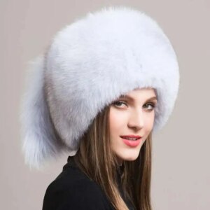 Ledp Winter Furry Fox Fur Hat Women Thick Warm Beanies Cap Luxury Snow Cap Ladides Russian Fur Hats Snow Ski Cap for Women