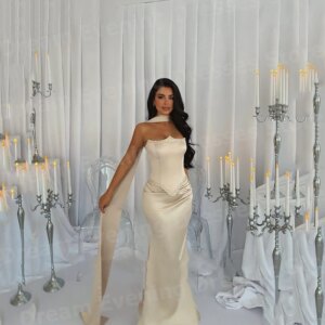 Charming Mermaid Women’s Evening Dresses Strapless Sleeveless Customized Prom Gowns Beaded Formal Party شارون سعيد فساتين سهره