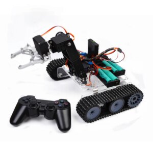 4 Dof Robotic Arm with RC Tank For Arduino Robot DIY Kit Acrylic Ps2 Remote Control Tank MG996 Robot Arm Programmable Robot Car