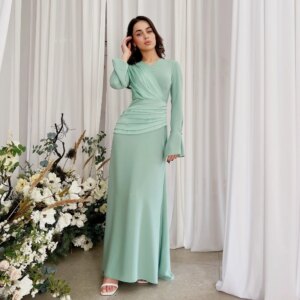 Customized Pastrol Jersey Ruched A-line V-neck Midi Dresses Celebrity Dresses Unisex Chinese Style Formal Casual Simple Fashion