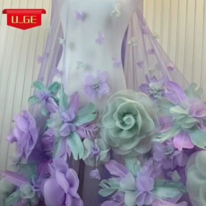 5Yards 2025 Latest Best Quality Delicate Very Soft 3D Applique Mesh With Stones lace Fabric For Wedding Evening Dress U_GE1958