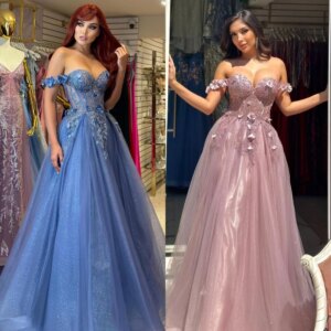 Customized Organza Sequined Applique Draped Party A-line Off-the-shoulder Bespoke Occasion Gown Long Dresses