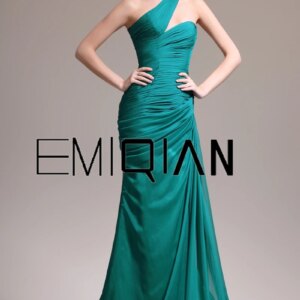 Sexy Evening Dresses Long Mermaid Pleats One Shoulder Darped Sleeveless Evening Party Gowns