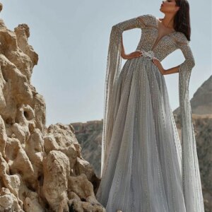 Luxurious Beaded Sequin Gowns Customized Sexy Bridal Gown Elegant Long Sleeve Floor-Length Wedding Dresses Vestidos De Novia