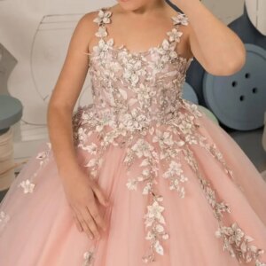 Tulle Party and wedding Flower Girl Dresses for Wedding Floral Appliques Princess Pageant Dress Girls Birthday Party Ball Gown