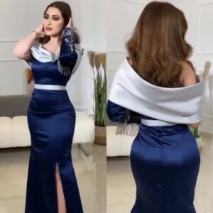 Customized Jiayigong Satin Sequined Homecoming Trumpet Off-the-shoulder Bespoke Occasion Gown Midi Dresses Saudi Arabia
