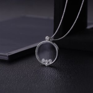 Provence Round Hollow Pendant Necklace 14KGold DEF/VS Lab Diamonds Luxury Evening dress Instrument Necklace Personalized Custom