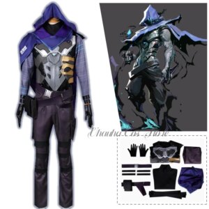 Game Valorant Cosplay Omen Cosplay Costume Cloak Gloves Combat Uniform Adult Men Roleplay Outfits Male Halloween Party Custome