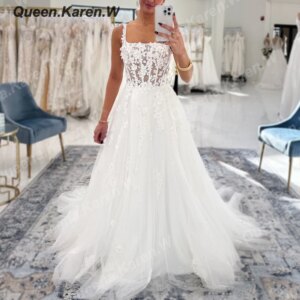 Elegant Boho A Line Wedding Dress sweetheart lace bride dress robe de mariee A line Wedding Bridal Gown