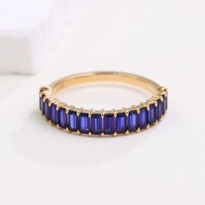 Provence Luxury half band wedding band for women ring 10K Solid Gold blue Lab Gemstones ring Engagement Band Personalized Custom