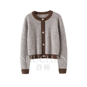 Fancy Yarn 100% Pure Cashmere Cardigan Women’s Sweater Knitted Jacket Women Casaco Feminino Cropped Cardigan