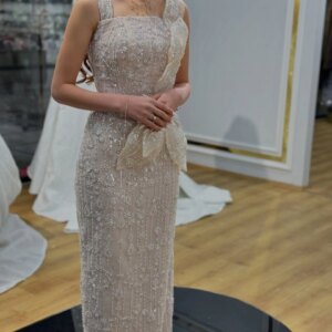 Cream Color Beaded Prom Dresses Mermaid Sleeveless Simple Cocktail Dresses Evening Party Dresses For Women Robe Femme Customized