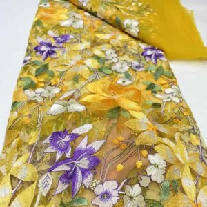 Latest African 3D Flower Lace Fabric Embroidery French Mesh Lace Fabric With Flower Groom Nigerian Tulle Lace For Party Dress