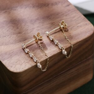 Provence Luxury Drop Earrings for Women 14K Gold DEF/VS Lab Diamonds Fine Engagement Jewelry Stud Earrings Personalized Custom