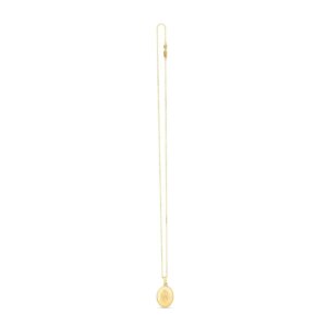 14k Yellow Gold Oval Etched Locket Necklace
