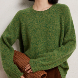 BirdTree, A-level Cashmere Wool Elegant Sweaters, Women O-Neck Solid, OL Basic Boutique Sweater, 2024 Autumn Winter Top T49108QM