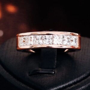 Provence real 14K rose gold 4mm princess cut lab diamond wedding band engagement party for men custom promise gifts fine jewelry