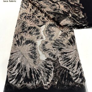 African Luxury Sequins Lace Fabric 2025 Latest Beaded Embroidery French Tulle Mesh Lace Fabric Material For Party Wedding Sewing