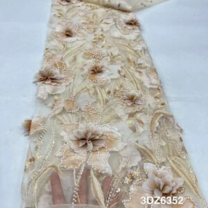 African Pearl Nigerian 3D Applique Lace Flower Fabric, Wedding Sequin, Groom Embroidery, French Lace Fabrics, High Quality SF