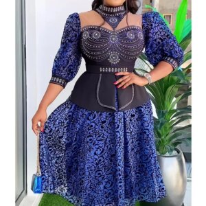 Plus Size African Wedding Party Dresses for Women 2024 New Dashiki Ankara Evening Gown Elegant Turkey Outfit Robe Africa Clothes