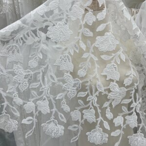 Unique Three-Dimensional Laser Embroidery Wedding Lace Fabric Furniture Curtains Decorations