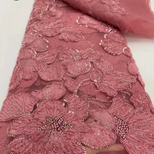 African Groom Lace Fabric 2025 High Quality Sequins Lace Embroidery French Beads Lace Fabric For Nigerian Party Asoebi Sewing