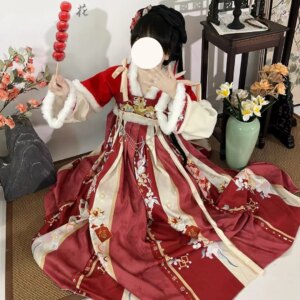 Winter New Adult Girlfriends Hanfu Year Clothes Chest-High Dress Embroidery Thickening Woolen Autumn and
