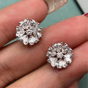 RUIF  Hot Sale Flower Classic Design Heart Shape 14K Gold Earrings Main Stone 0.2ct Lab Diamond Girlfriend Gift
