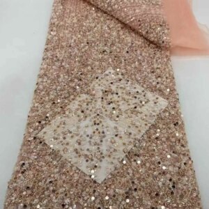 African Beads Lace Fabric 2025 High Quality French Luxury Sequins Lace Nigerian Sequins Lace Fabric for Wedding Party Dresses