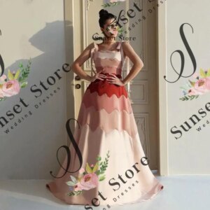Customized Evening Elegant Vintage Sweet Pink Beading Ribbon A-Line Customize Formal Occasion Prom Dress Evening Party Gowns